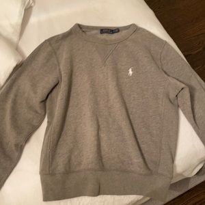 Ralph Lauren crewneck!! preppy and never worn!! grey with white! stunning!!
